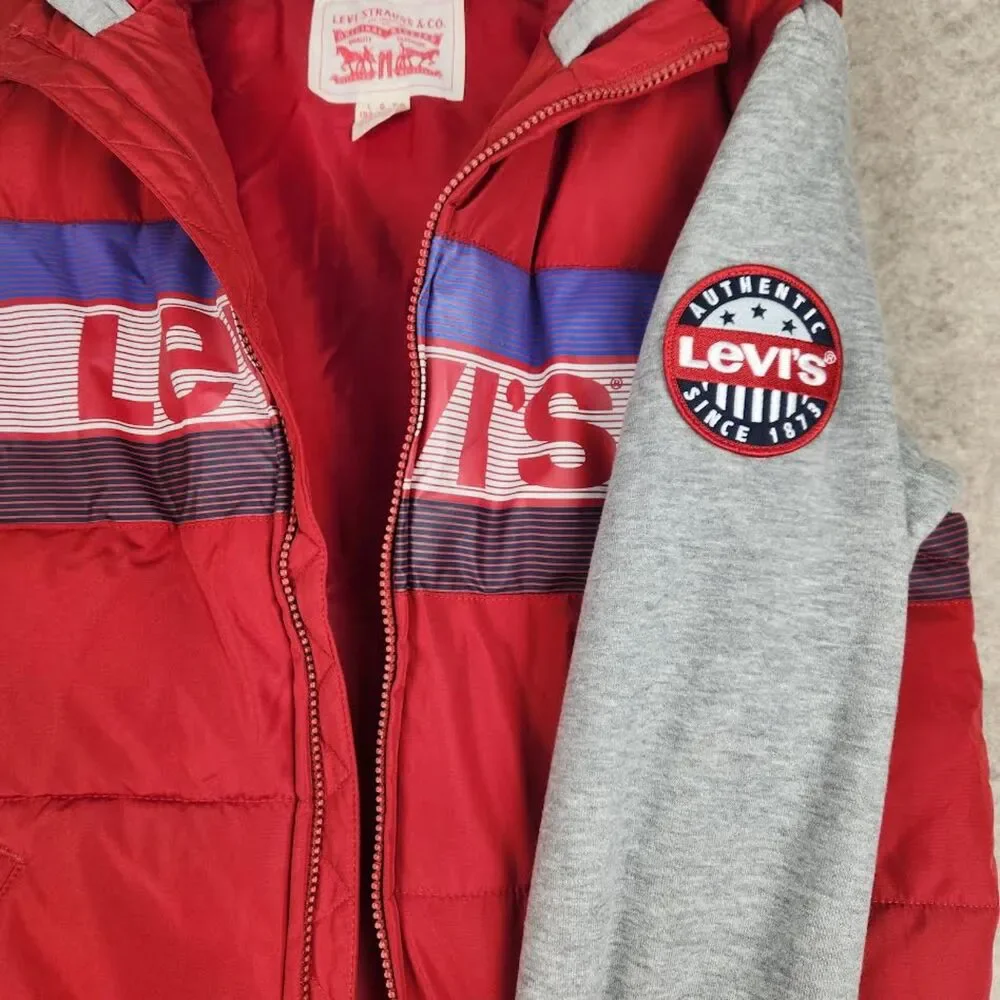 Levi's Puffer Jacket Hoodie Boys Large or Men's Small Skater Y2K